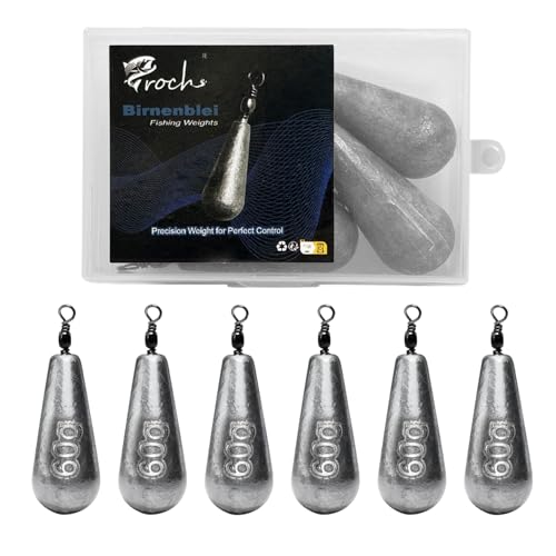 Fishing Weights Sinkers Set Pear-Shaped – 25g to 120g | Rust-Resistant & Smooth | Ideal for Float and Bottom Fishing (60gx6)
