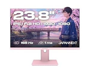 JapanNext Gaming Monitor 23,8" IPS Full HD (1920x1080) 165Hz 1ms Pastell Rosa | Höhen- & Neigungsverstellung (HSP) Integrierte Lautsprecher G-Sync/FreeSync | JN-IPS238G165F-HSP-PK