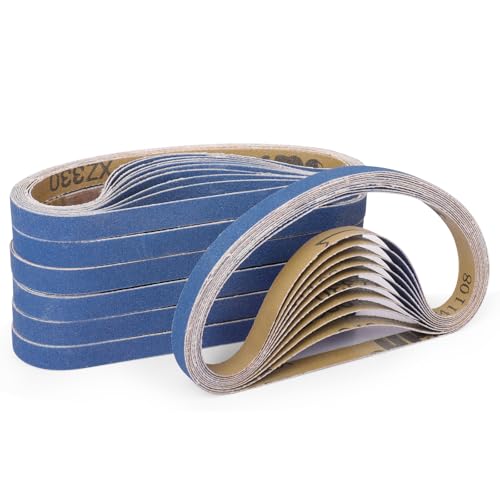 Image of 40-Piece Premium 1 /2 x 18 Inch Zirconia Sanding Belts 240 Grit | 13 x 457 MM, Heavy Duty, Long-Lasting, Wood Metal Grinding and Finishing for Mini Bandfile Belt Sander