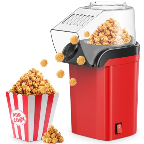 QEANY 1200w Popcornmaschine,Heißluft Popcorn Maker,Heißluft Popcorn Maker ohne Öl Fett,3 Minuten...