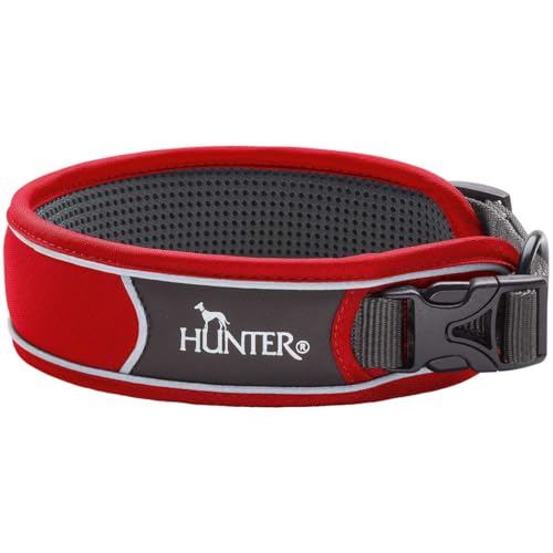 HUNTER DIVO Hundehalsung, Nylon, S, rot/grau