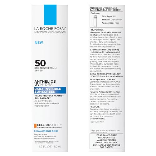 Factory ZAN - US FRANKLIN La Roche Posay Anthelios UV Sunscreen SPF 50, Daily Sunscreen for Face in 3 Formulas, UV Tone with Niacinamide, UV Hydra with Hyaluronic Acid, UV Clear with Azelaic Acid, Broad Spectrum Invisible SPF