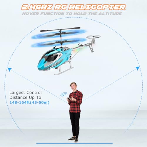 TERRAMUS Remote Control Helicopter for Kids, 2.4G Altitude Hold RC Helicopters with LED Light & Gyro, Radio Controlled Aircraft Indoor Toy with 3.5 Channel High Low Speed for Boys Beginner - Image 7