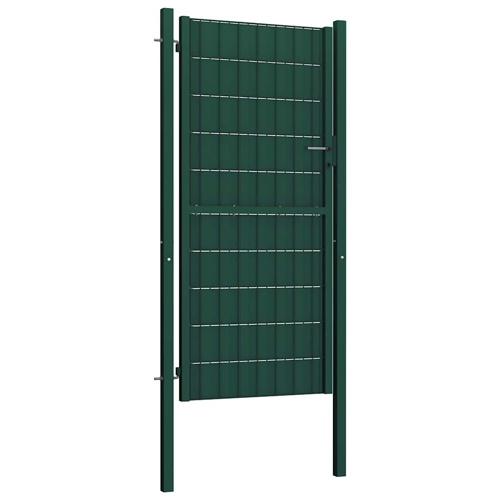Portail de clôture vert en PVC et acier 100x204 cm pour jardin