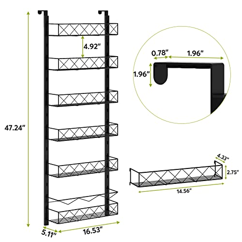 1Easylife Over The Door Pantry Organizer Rack, 6-Tier Adjustable Pantry Organization And Storage, Heavy-Duty Metal Door Spice Rack With Detachable Baskets, Hanging Can Organizer For Kitchen Pantry #TOP6