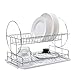POPILION Quality Steel Kitchen Sink Side Dish Drying Rack,Drain Rack Set(3-Piece) with Black Drainboard and Separate Box For Cutlery