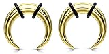 Zaya Body Jewelry Par de tapones para los oídos de acero dorado, 0 g, 1 g, 2 g, 4 g, 6 g, 8 g, 10 g, 12 g, 14 g, túneles, taperes, herraduras, calibres, tabique, 12g 2mm, Acero inoxidable, No es una