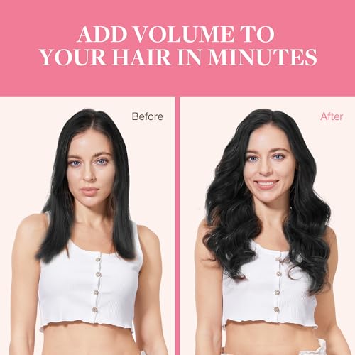 Image of GOO GOO Clip in Hair Extensions Real Human Hair, Remy Human Hair Extensions Clip ins for Women, Natural Human Hair, 24inch 160g 7Pcs, 1 Jet black