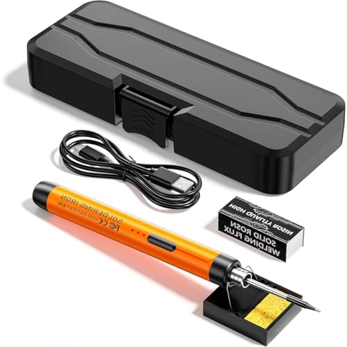 Image of Serplex Cordless Electric Soldering Iron Pen Kit with 3 Adjustable Temperatures & Quick Heat-Up, Includes Soldering Iron Stand, USB Cable & Storage Case for Precision Electronics & Home Repair Work