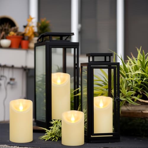 Image of GenSwin Flameless Candles with Remote Timer, 6Pcs Ivory Indoor LED Battery Operated Candles, Won't Melt, Plastic Pillar Candle with 3D Wick for Home Party Decor Table Centerpieces(D3 inch x H4 inch5 inch6 inch)