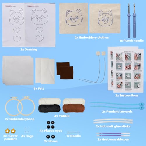 Image of PATPAT Punch Needle kit-2 Embroidery kit for Beginners,Punch Needle Kits Adults Beginner,Needles, Easy-to-Follow Instructions