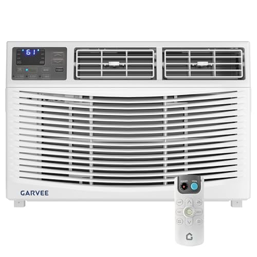 Garvee 8000 BTU Window Air Conditioner Unit with Remote Control, Cools Rooms Up to 350 Sq ft, 3 Cooling & Fan Speeds Quiet Operation, Digital Display,