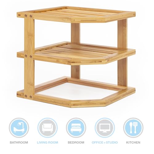 Woodluv 100% bambù 3 ripiani angolari ripiano per