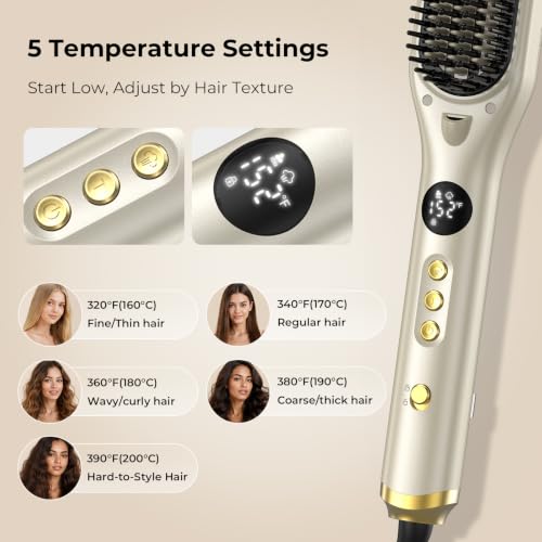 HITTIONA Steam Hair Straightener Brush for Women - 3 in 1 Ionic Hair Straightening, Steam Reduces Damage, Nourishes Hair, Anti-Frizz Expedites Straightening and Fast Salon Results, Travel Dual Voltage — view 5
