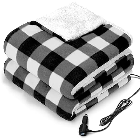 Sealy 12V Heated Car Blanket with USB Ports Cover