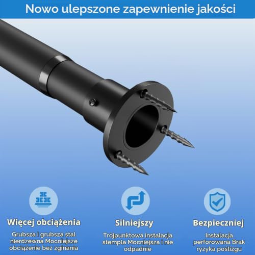 Aiitomg Szyna do szafy, wysuwany drążek na ubrania, drążek do szafy z gniazdami mocującymi i śrubami do szafy i szatni, biały, 45-68 cm (średnica 25 mm)