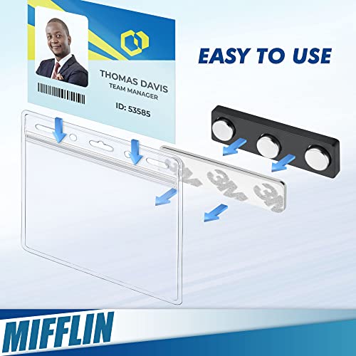 Mifflin-Usa 3-Piece Kit Of Magnetic Name Tags (Clear, 4X3 Inches, 50 Pack), Set Of 50 Horizontal Id Badge Holders, 50 Extra-Strong Neodymium Magnets & 50 Paper Inserts For Card Holders, 150 Pcs Total #TOP3