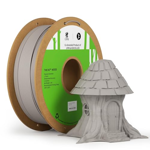 kexcelled PLA Wood Filament 1.75 mm +/-0.03 mm, Wooden Effect Colour Look, 1 kg (2.2 lbs) Spool, Real Natural Wood Fiber