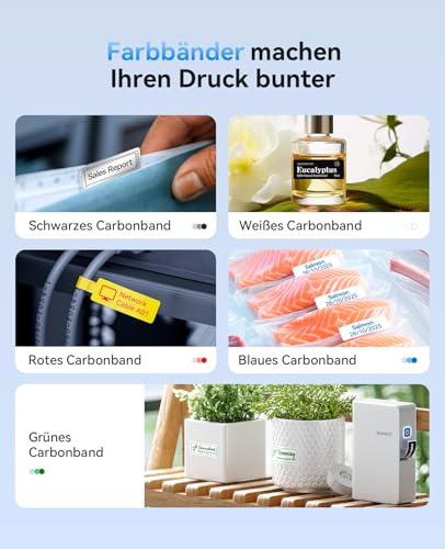 NIIMBOT N1 Etikettendrucker, B18 Upgrade Selbstklebendes Etikettiergerät Beschriftungsgerät, Tragbarer Thermotransfer Label Printer Farbdruck Etiketten nterstützt das Drucken von Geschenkbändern