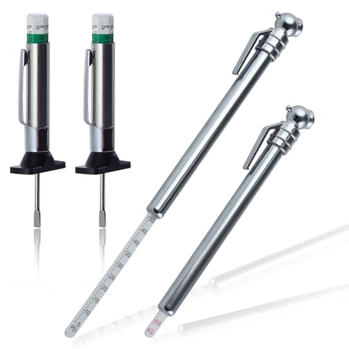 LEONTOOL Color Coded Tire Tread Depth Gauge 32nds with Pencil Tire Pressure Gauge 5-50 PSI, Air Pressure Gauge for Tires, Professional Tire Thread Meter Tool for Motorcycle,School Bus,SUV