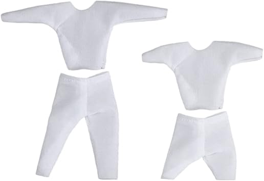 Obitsu 11 OB11 Size Costume, For 4.3 inches 11 cm Body, Color Transfer Prevention, Inner Underwear, Stockings, Short Sleeve, 2 Sets White 2 Sets