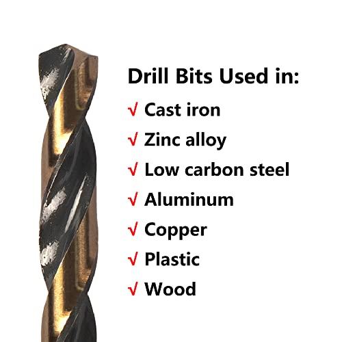 Valyriantool 10Pcs 9/64" Impact Drill Bit Set, Hex Drill Bit Set, Black Gold Drill Bits Set, Hss Quick Change Impact Driver Drill Bit Set For Copper, Aluminum, Zinc Alloy, Wood, Plastic #TOP6