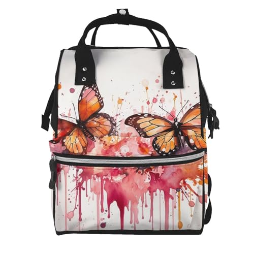 Sac à dos à langer maman aquarelle papillon grand format