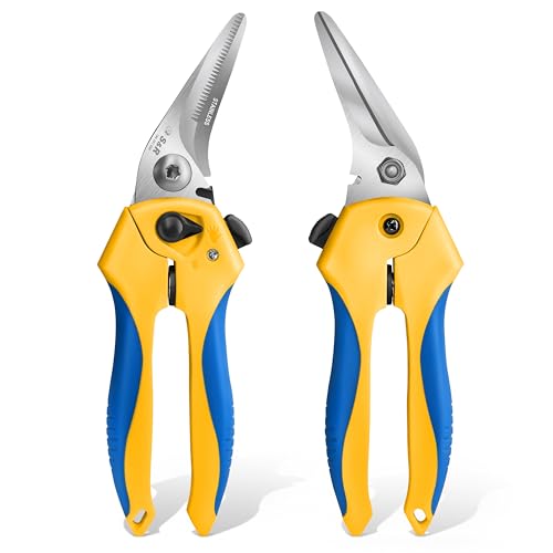 S&R scharfe Mehrzweckschere, Hochleistungsschere, Küchenschere, Haushaltsschere, 200mm, Allzweckschere, 50mm Klinge aus Edelstahl, Schere HRC 50-54 Schnittkanten, Universalschere, Kombischere