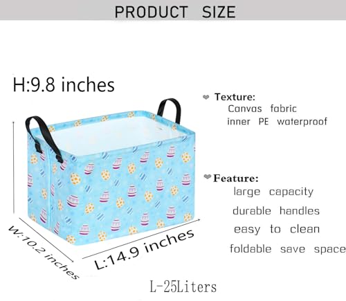 Image of Bunny Easter Eggs Basket Storage Basket Gift Shelf Basket Storage Bin, Nursery Basket Organizer Box for With Handles for Room Deco