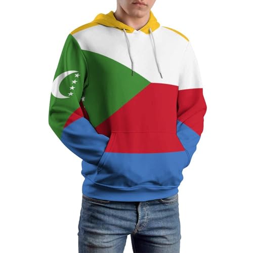 Sweat à capuche drapeau Comores pull chaud avec poche pour homme