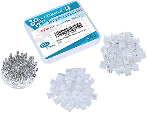 CQRobot 150 Sets / 750 Pieces JST PH 2.0 mm Pitch 2/3/4-Pin JST Connector Kit. Pin Header with 2.0 mm Pitch, JST PH 2/3/4-Pin Housing JST Adapter Cable Connector Socket Male and Female, Crimp DIP Kit.