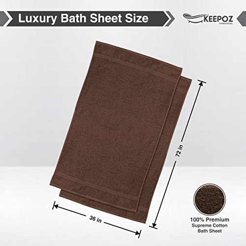 Keepoz 35" X 70" (2-Pack) Bath Sheets - Large Towels - Beach Towels Soft 100% Cotton Ring Spun Bathroom Towels, Highly Absorbent, Machine Washable, Towel Sets For College Dorm Not Bleach Proof (Brown) #TOP1