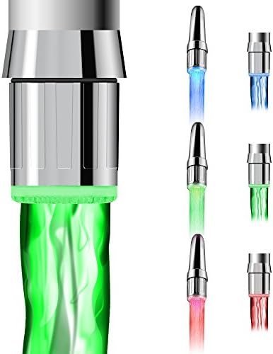 2 Pack Colorful Temperature Sensitive LED Water Faucet Sensor, MAXIN RC-F03 Water Stream Faucet Tap,Multiple Change Color,For Kitchen and Bathroms.