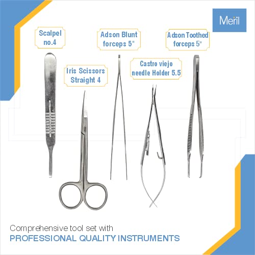 Miniatura 2 de Meril Kit de práctica de sutura - habilidades microquirúrgicas para estudiantes de medicina, enfermeras, incluye almohadilla de sutura premium con
