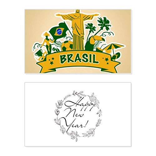 Carte de Nouvel An Brésil avec perroquet du Corcovado et message de vœux foot