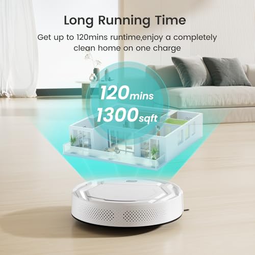 Image of Lefant M210 Pro Robot Vacuum with 2200 Pa Powerful Suction, 6 Cleaning Modes, 120 Mins Runtime, Quiet, Self-Charging, Voice Control, Ideal for Pet Hair and Hard Floor, White
