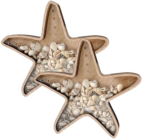 Seashell Display Case with Acrylic Cover - Star Shaped Wooden Holder for Shells Collection, Beach Glass & Treasures, Coastal Home Decor Display Box image 5