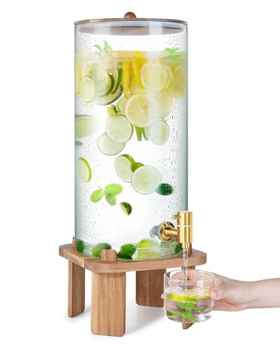 3 Gallon Extra Large Drink Dispenser for Parties,Glass Beverage Dispenser with Stand,Water Drink Dispenser with Airtight Valve,Lemonade Dispenser for Fridge,Water, Juice,Cocktails,Ice Tea & Sun Tea