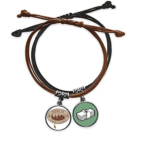 Pulsera dinero próspero Tailandia cadena cuero cuerda mano amuleto tradicional unisex