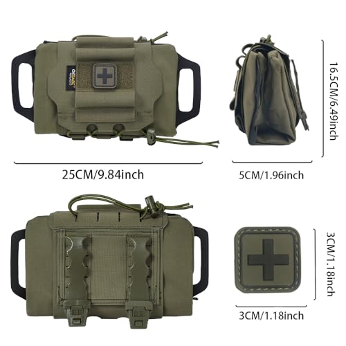 OEBABE Tactical IFAK Pouch MOLLE Trauma Kit Holder – Rapid Tear-Away First Aid Belt Pouch – Durable Two Piece Deployment Survival Roll (RG) by OEBABE - Image 2