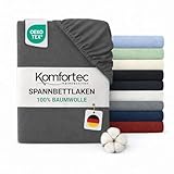 Komfortec Spannbettlaken Jersey 100% Baumwolle – 90x200 cm – 135g/m² – Weich, Atmungsaktiv &...