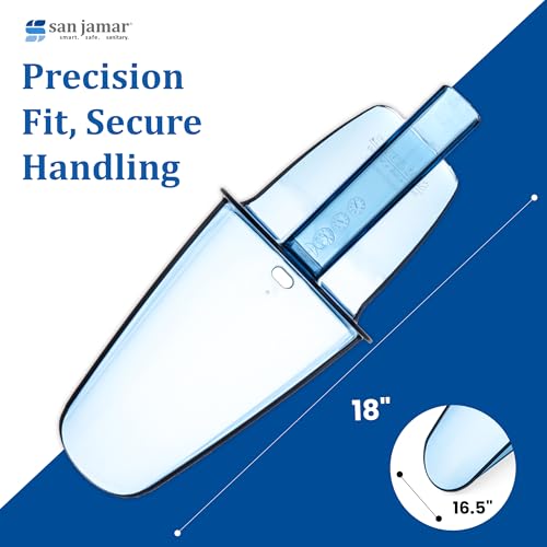San Jamar Ergonomic Ice Scoop with Shield and Tapered Chute - Easy to Clean, 20-24 Ounce,Blue