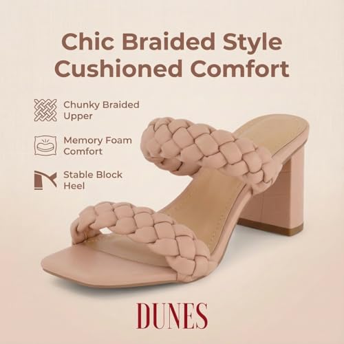 Image of Dunes Iris Chunky Braided Heel Sandals for Women, Block Heel Square Toe Summer Sandals with Memory Foam