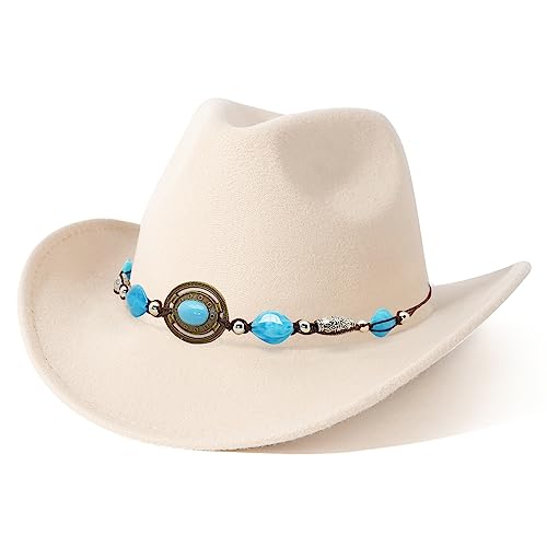Lisianthus Western Cowboy Hat for Men & Women with Wide Brim T Bead-Creamy