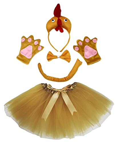 Guantes de gallina marrones Petitebella con lazo juego de 5 piezas talla única para granja