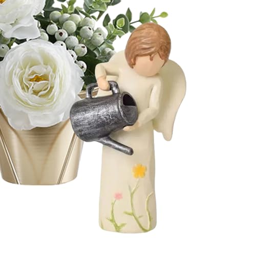 Generico Statue di angeli da giardino Decorazione con figurine in resina per accenti domestici - Figurina di angelo scolpita e dipinta a mano - per giardino, cortile, patio, balcone, soggiorno