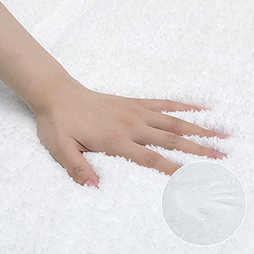 Shacos Bathroom Rugs Set Of 3 Ultra Soft Bath Mat With U Shaped Toilet Rug Absorbent Non Slip Microfiber Bath Rugs For Bathroom Kitchen Bedroom, White #TOP3