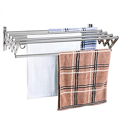 Étendoir à linge pliant de 50 cm mural avec rail à 6 barres