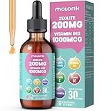 Zeolite Detox for Kids, 200mg Zeolite Liquid Drops with 1000mcg Vitamin B12, 250mg Organic Chlorella, 10 Billion CFU and Prebiotics for Gut Support & Speech, Immune, Bone, Energy, Strawberry, 60ML