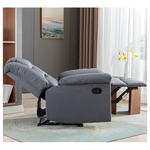 EBELLO Classic Manual Recliner Chair with Soft Padded Headrest and Armrest, Overstuffed Chair and Sofa for Living Room, Bedroom, Gray